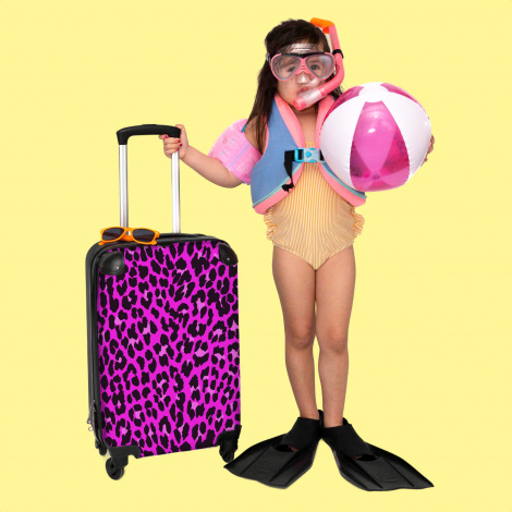 Koffer - Panterprint - Roze - Neon - Meisje - Kinderen-3