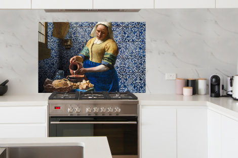 Spatscherm keuken - Melkmeisje - Delfts Blauw - Vermeer - Schilderij - Oude meesters-4