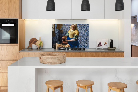 Spatscherm keuken - Melkmeisje - Delfts Blauw - Vermeer - Schilderij - Oude meesters-3