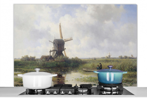 Spatscherm keuken - Molen - Willem Roelofs - Oude meesters - Kunst-thumbnail-1