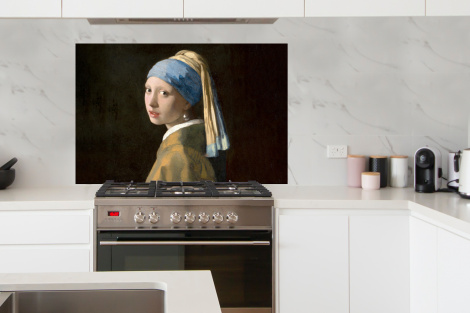 Spatscherm keuken - Meisje met de parel - Schilderij - Oude meesters - Vermeer-4