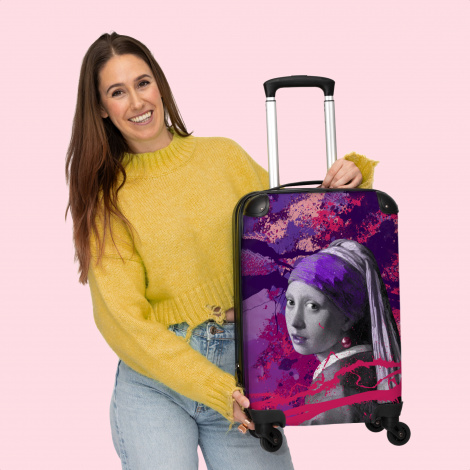 Koffer - Meisje met de parel - Roze - Paars - Verf - Oude meesters-4
