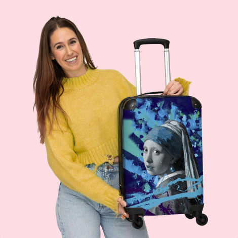 Koffer - Meisje met de parel - Blauw - Verf - Abstract - Groen-4