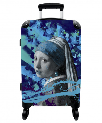 Koffer - Meisje met de parel - Blauw - Verf - Abstract - Groen