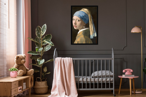 Poster met lijst - Meisje met de Parel - Schilderij van Johannes Vermeer - Staand-3