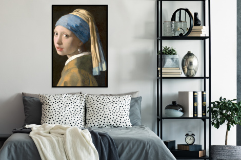 Poster met lijst - Meisje met de Parel - Schilderij van Johannes Vermeer - Staand-thumbnail-4