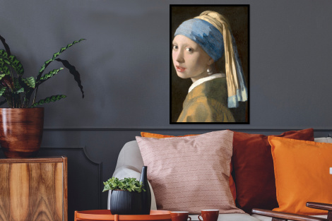 Poster met lijst - Meisje met de Parel - Schilderij van Johannes Vermeer - Staand-2