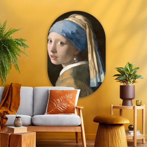 Muurovaal - Meisje met de Parel - Schilderij van Johannes Vermeer-3