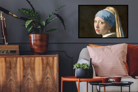 Poster met lijst - Meisje met de Parel - Schilderij van Johannes Vermeer - Liggend-thumbnail-2