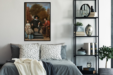 Poster met lijst - De burgemeester van Delft en zijn dochter - Schilderij van Jan Steen - Staand-4