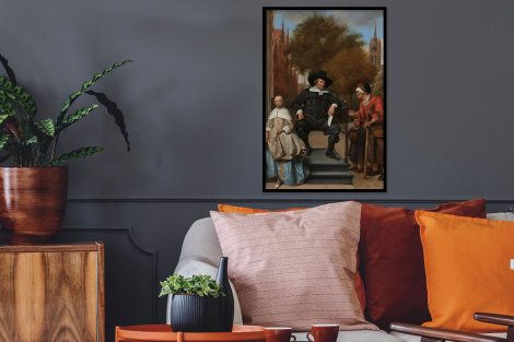 Poster met lijst - De burgemeester van Delft en zijn dochter - Schilderij van Jan Steen - Staand-2