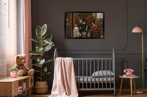 Poster mit Rahmen - Der Bürgermeister von Delft und seine Tochter - Gemälde von Jan Steen - Horizontal-3