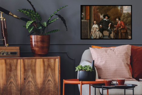 Poster mit Rahmen - Der Bürgermeister von Delft und seine Tochter - Gemälde von Jan Steen - Horizontal-2