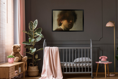 Poster mit Rahmen - Selbstbildnis von Rembrandt - Gemälde von Rembrandt van Rijn - Horizontal-3