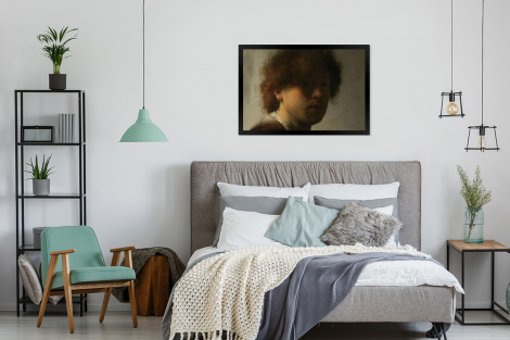 Poster mit Rahmen - Selbstbildnis von Rembrandt - Gemälde von Rembrandt van Rijn - Horizontal-4