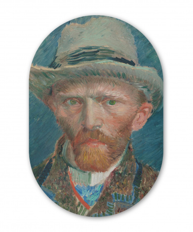 Muurovaal - Zelfportret 1887 - Schilderij van Vincent van Gogh-1