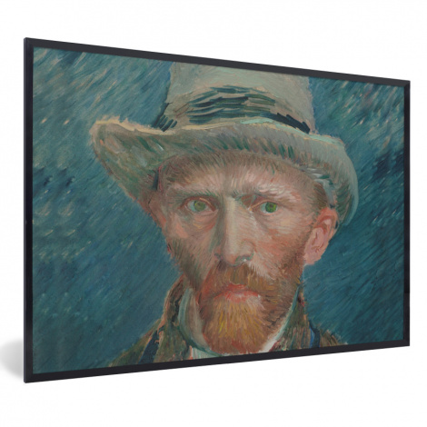 Poster met lijst - Zelfportret 1887 - Schilderij van Vincent van Gogh - Liggend-1