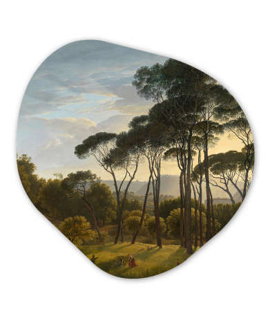 Organisch schilderij - Italiaans landschap met parasoldennen - Schilderij van Hendrik Voogd