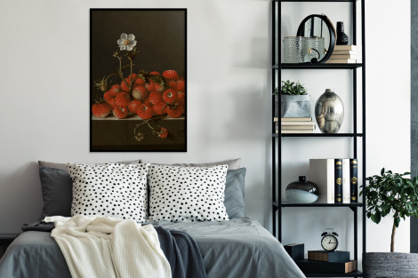 Poster avec cadre - Nature morte avec fraises des bois - Peinture d'Adriaen Coorte - Vertical-4