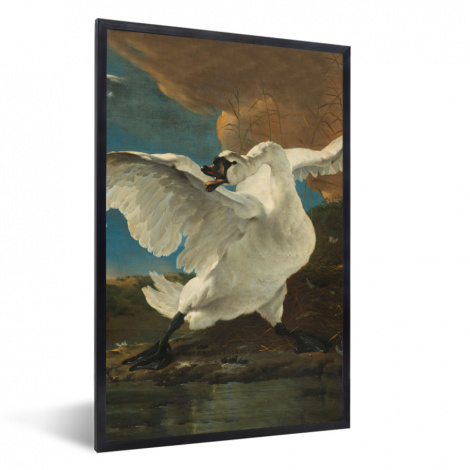 Poster met lijst - De bedreigde zwaan - Schilderij van Jan Asselijn - Staand-thumbnail-1