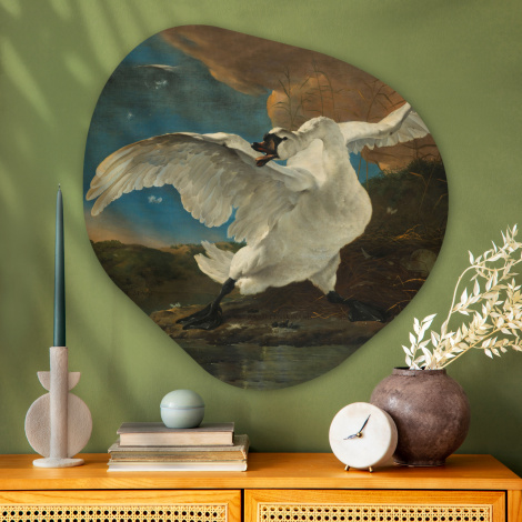 Organisch schilderij - De bedreigde zwaan - Schilderij van Jan Asselijn-3