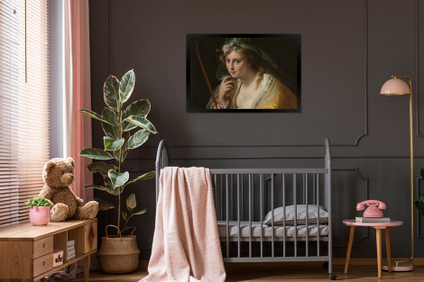 Poster mit Rahmen - Eine Hirtin - Gemälde von Paulus Moreelse - Horizontal-3