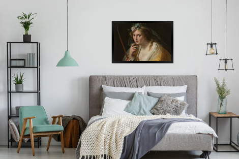 Poster mit Rahmen - Eine Hirtin - Gemälde von Paulus Moreelse - Horizontal-4