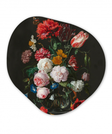 Organisch schilderij - Stilleven met bloemen in een glazen vaas - Schilderij van Jan Davidsz. de Heem-thumbnail-1