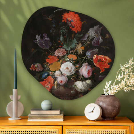 Organisches wandbild - Stilleben mit Blumen und einer Uhr - Gemälde von Abraham Mignon-thumbnail-3