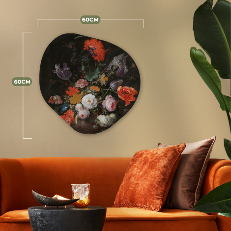 Organisches wandbild - Stilleben mit Blumen und einer Uhr - Gemälde von Abraham Mignon-thumbnail-5