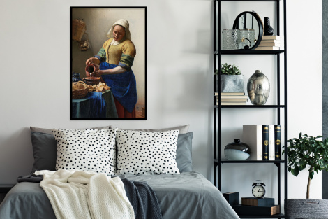 Poster met lijst - Het melkmeisje - Schilderij van Johannes Vermeer - Staand-4