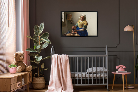 Poster met lijst - Het melkmeisje - Schilderij van Johannes Vermeer - Liggend-thumbnail-3