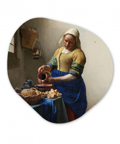 Organisch schilderij - Het melkmeisje - Schilderij van Johannes Vermeer-1