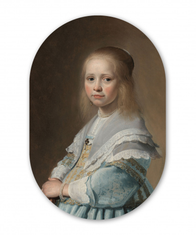 Muurovaal - Portret van een meisje in het blauw - Schilderij van Johannes Cornelisz. Verspronck-thumbnail-1