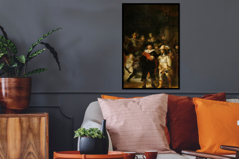 Poster met lijst - De Nachtwacht - Schilderij van Rembrandt van Rijn - Staand-2