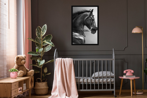 Poster met lijst - Paarden - Zwart - Portret - Dieren - Staand-3
