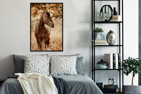 Poster met lijst - Paard - Zon - Portret - Natuur - Bruin - Staand-thumbnail-4