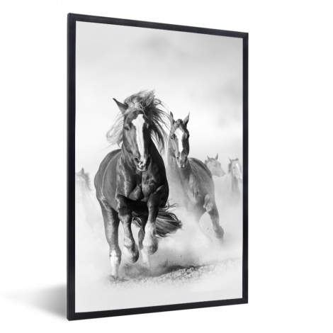 Poster mit Rahmen - Pferde - Tiere - Illustration - Vertikal