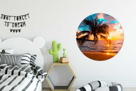 Runde Bilder - Palme - Sonnenuntergang - Horizont - Strand - Meer - Tropisch-thumbnail-2