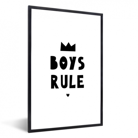 Poster met lijst - Boys Rule - Quotes - Spreuken - Kinderen - Jongens - Staand-thumbnail-1