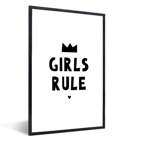 Poster met lijst - Quotes - Kinderen - Meisjes - Girls Rule - Spreuken - Staand-1