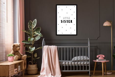 Poster met lijst - Meisjes - Zusje - Little sister - Spreuken - Quotes - Staand-3
