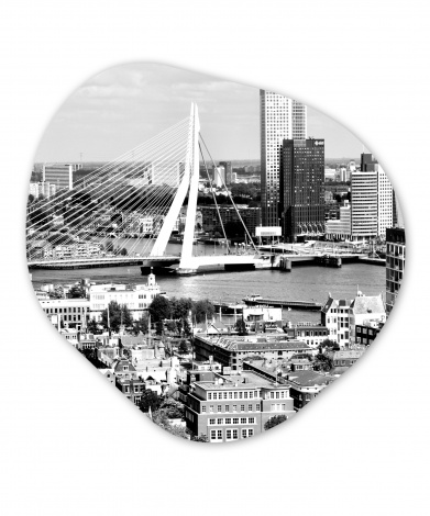 Organisches wandbild - Rotterdam - Skyline - Schwarz - Weiß