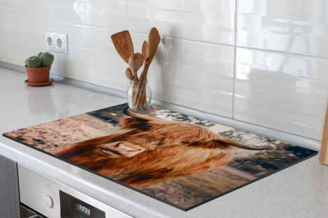 Herdabdeckplatte - Kuh - Schottischer Hochländer - Hörner - Braun - Landschaft-3