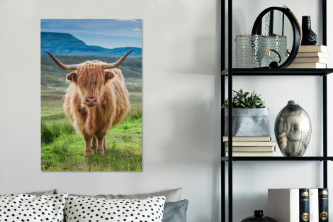 Canvas - Schotse hooglander - Koe - Natuur - Berg - Gras-3