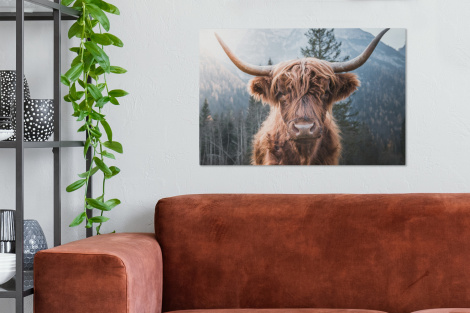 Canvas - Schotse hooglander - Koe - Dieren - Berg - Natuur-2