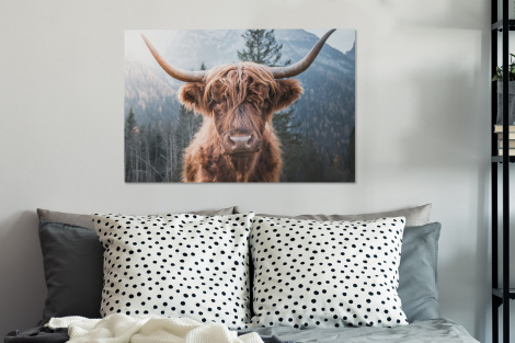 Canvas - Schotse hooglander - Koe - Dieren - Berg - Natuur-3