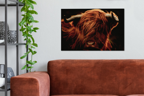 Canvas - Schotse hooglander - Koeienkop - hoorns - Portret - Dieren-2