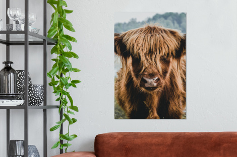 Canvas schilderij - Koeien - Schotse hooglander - Bruin - Natuur-thumbnail-2