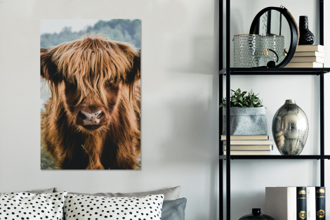 Canvas schilderij - Koeien - Schotse hooglander - Bruin - Natuur-3